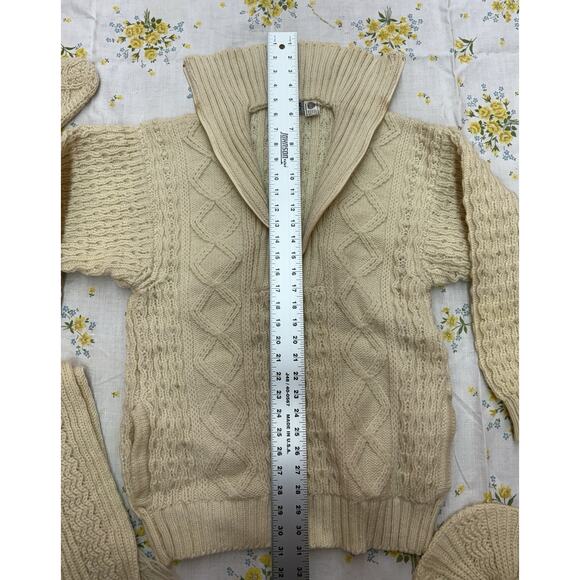 Irish Aran Wool Winter Set Sweater Scarves Mittens Hat Hackett Turpin Ireland - Picture 7 of 16